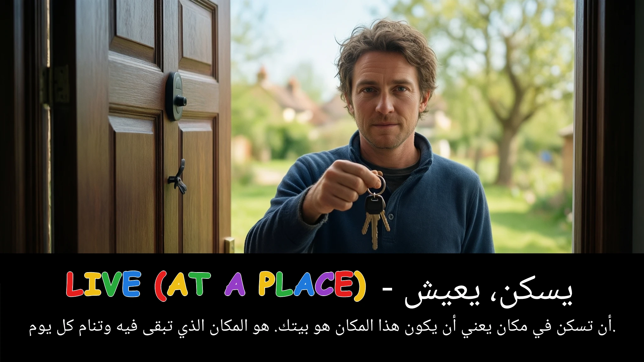 Arabic Illustration for live (at a place)